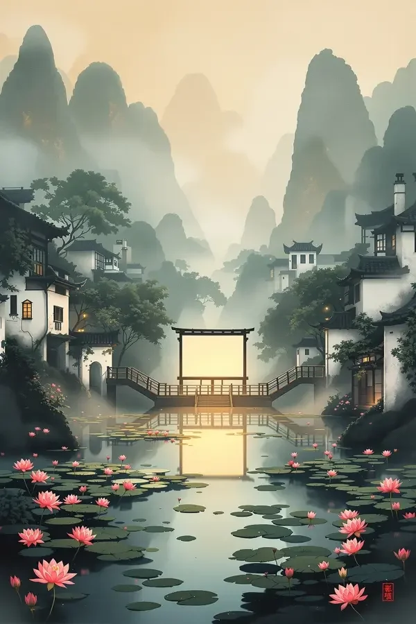 荷花镇海报